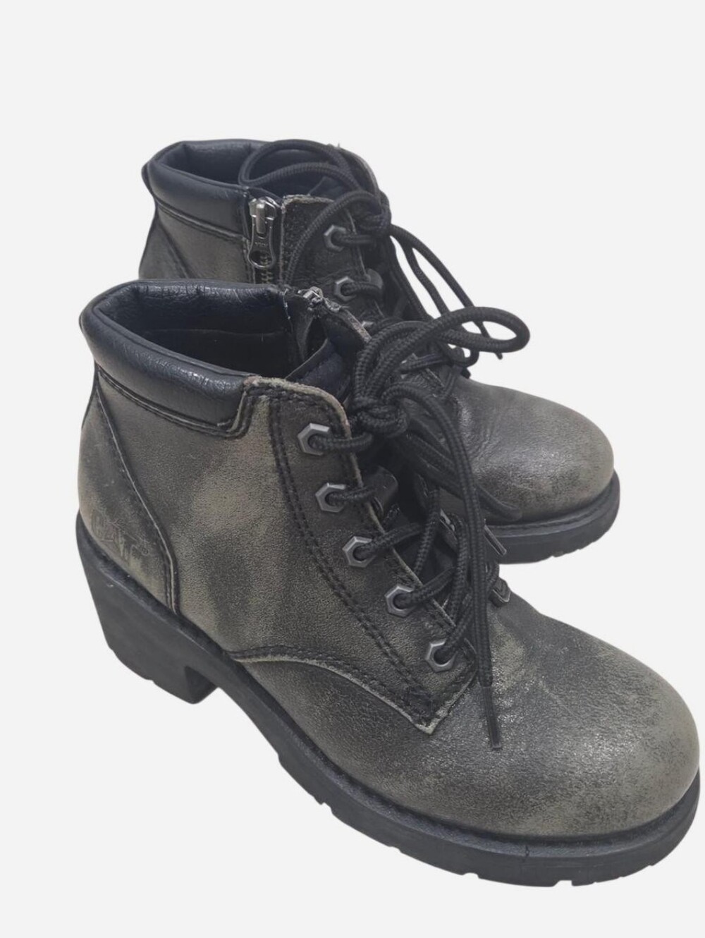 Black and gray combat boots from CAT